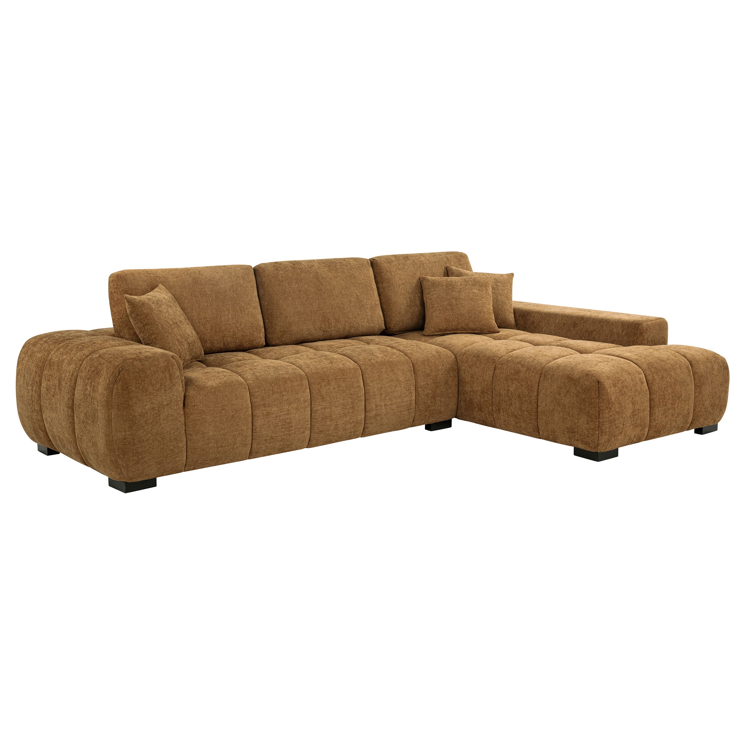 Octavia Upholstered Sectional Chaise Sofa Amber-