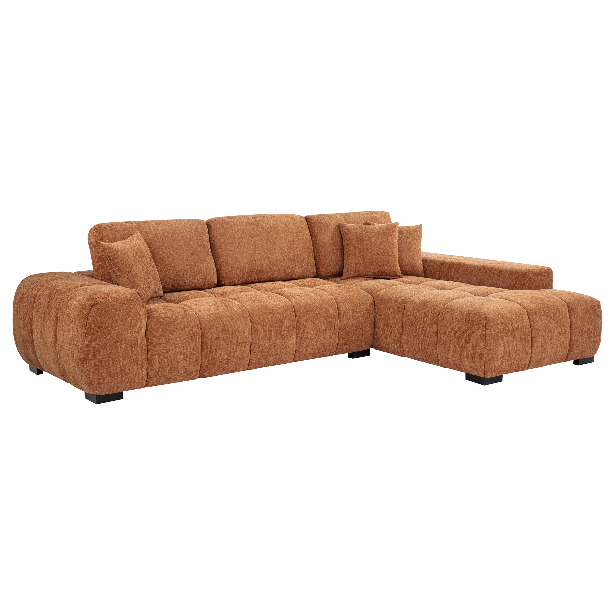 Octavia Upholstered Sectional Chaise Sofa Orange-