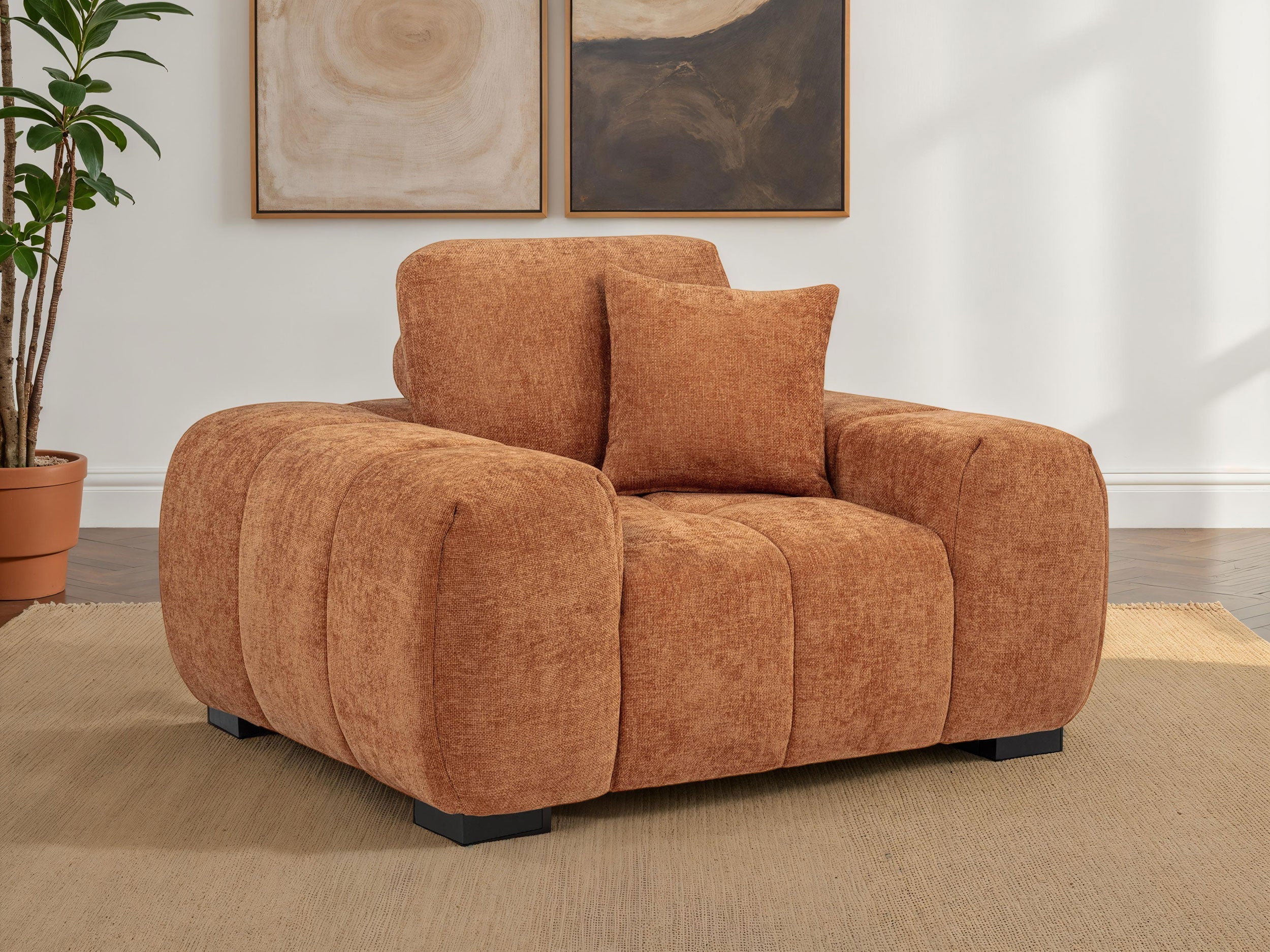Octavia Upholstered Track Arm Accent Chair Orange-