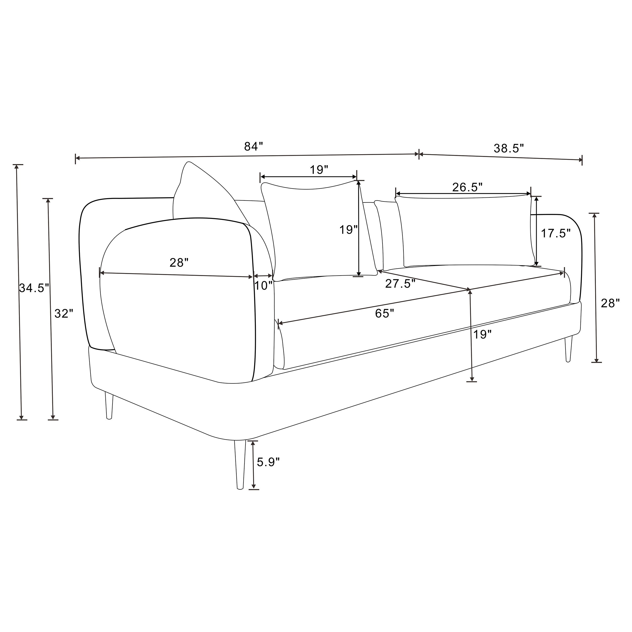 Jade 2-piece Chenille Upholstered Sofa Set Latte-