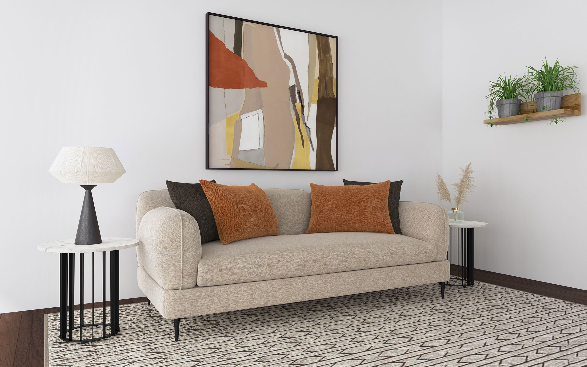 Jade Chenille Upholstered Sculpted Track Arm Sofa Latte-