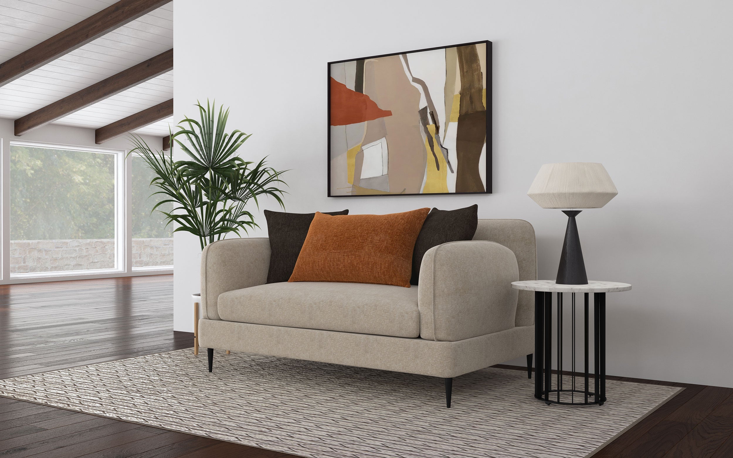 Jade Chenille Upholstered Sculpted Track Arm Loveseat Latte-