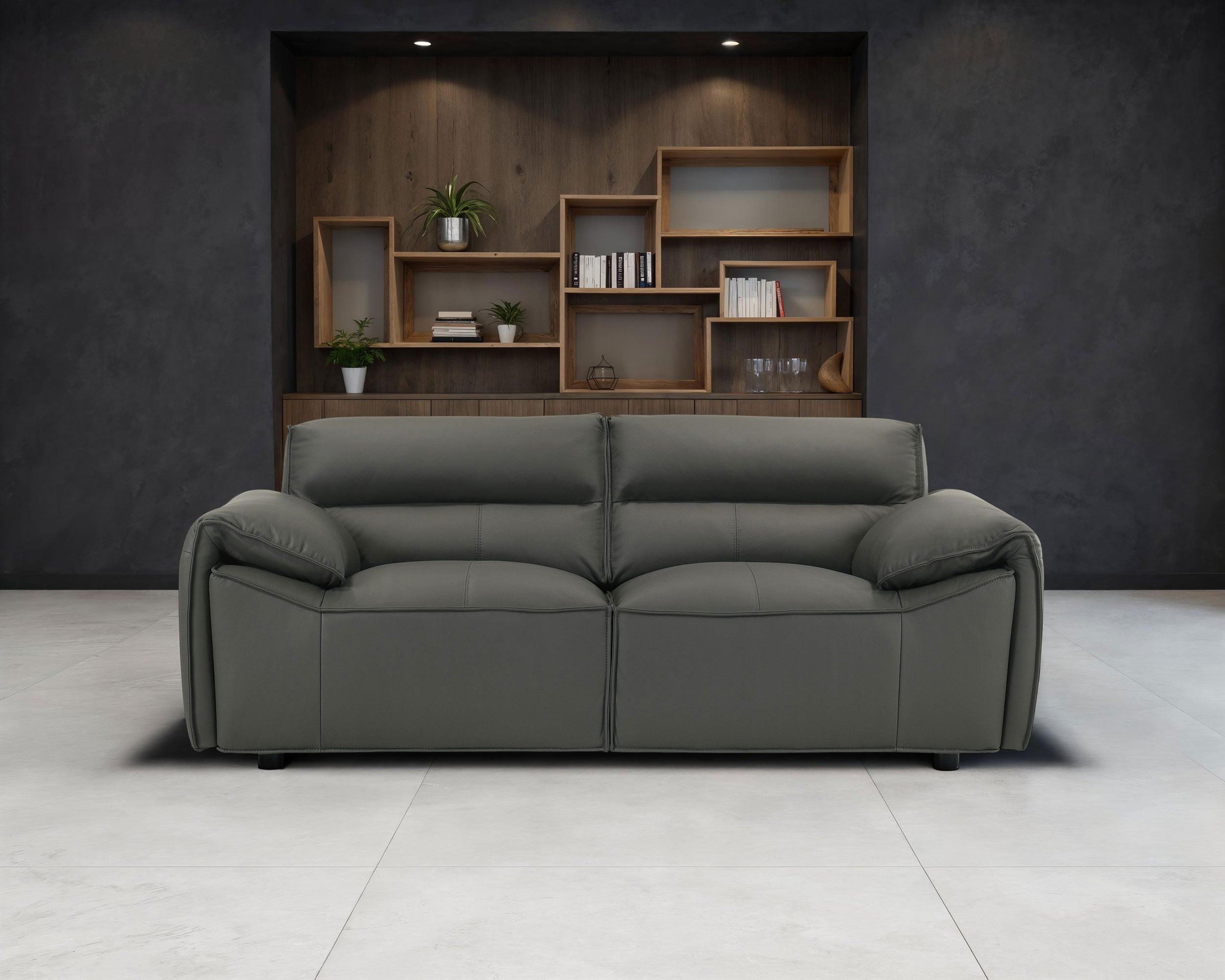 Buxton Top Grain Leather Upholstered Loveseat Graphite-
