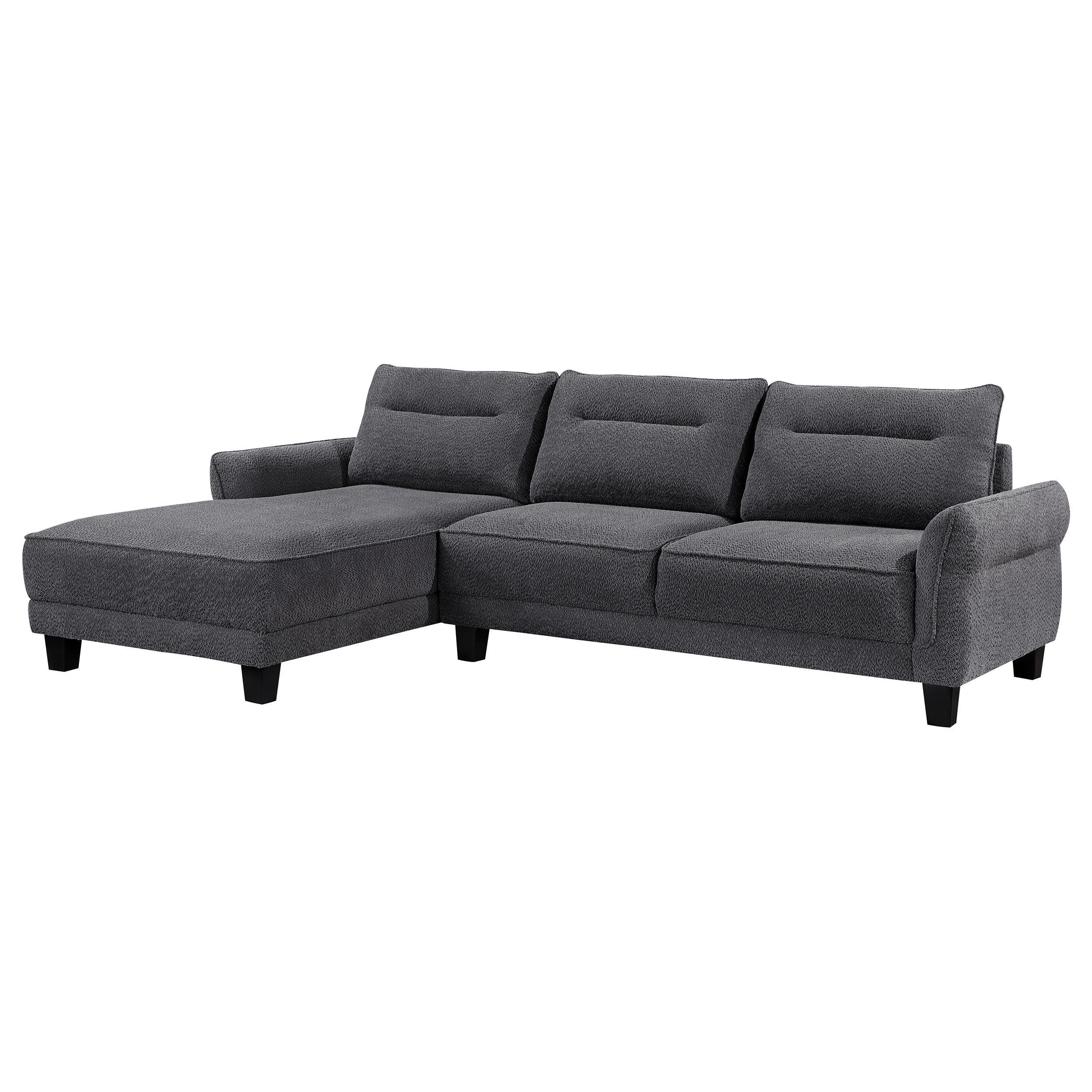Caspian Upholstered Curved Arm Chaise Sectional Sofa Grey-