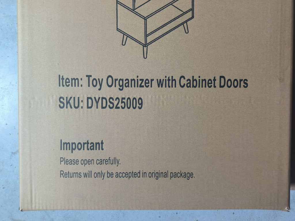 Kids Toy Storage Cabinet with Doors and Open Shelf