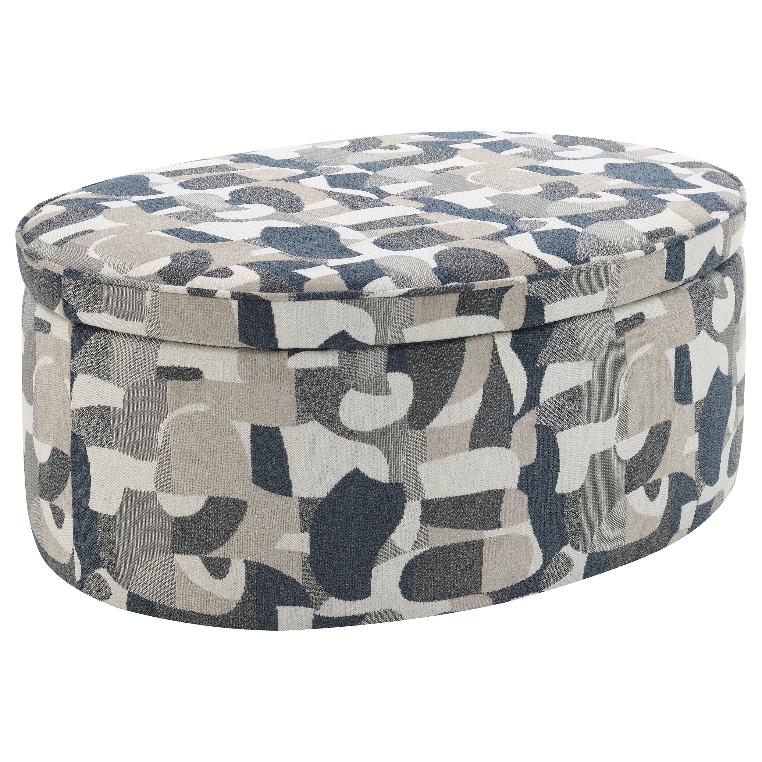 Tomkins Oval Upholstered Storage Ottoman Indigo Blue-