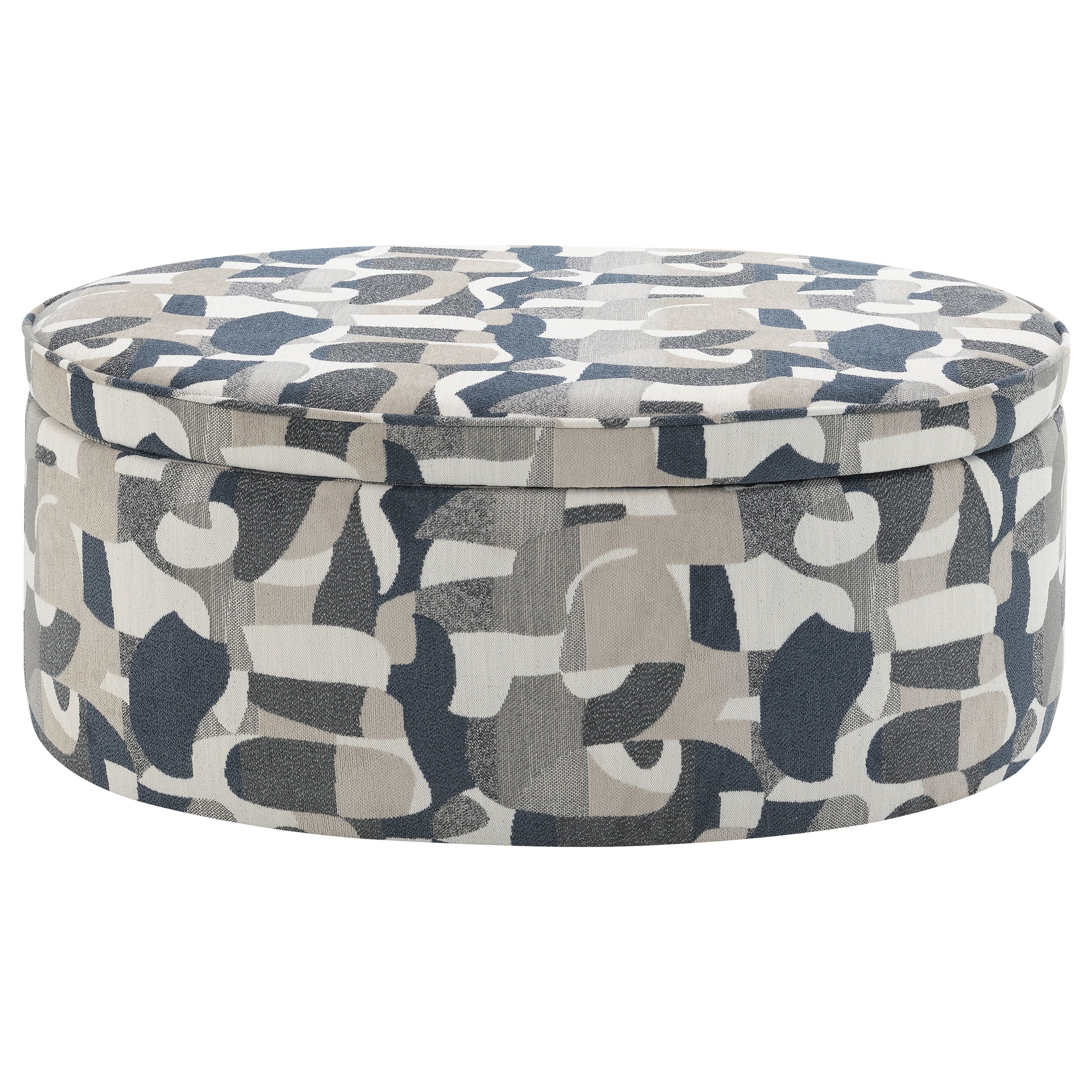 Tomkins Oval Upholstered Storage Ottoman Indigo Blue-