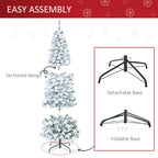 HOMCOM 6ft Pre-Lit Snow-Flocked Slim Douglas Fir Artificial Christmas Tree