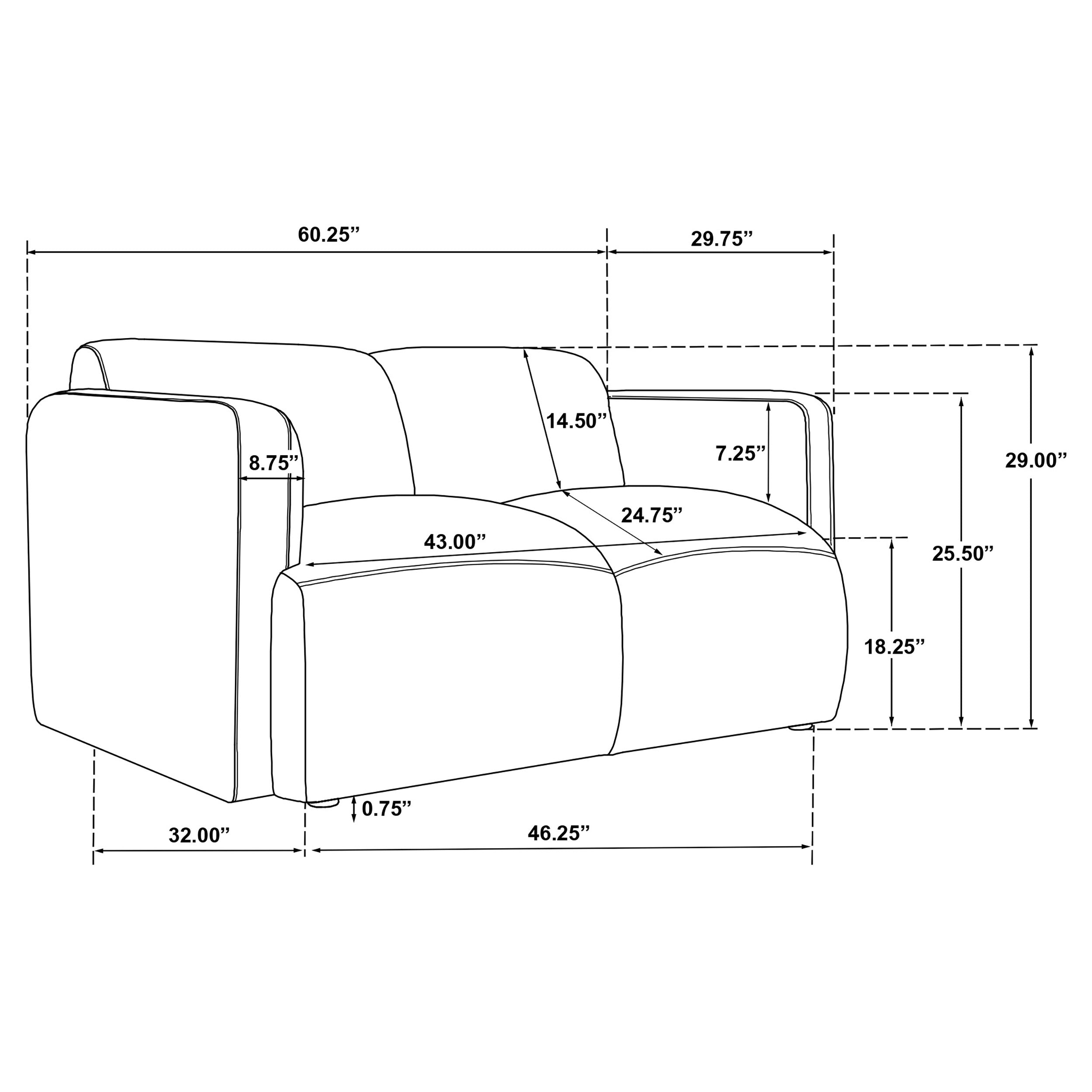Dorset Fabric Upholstered Round Track Arm Loveseat White-
