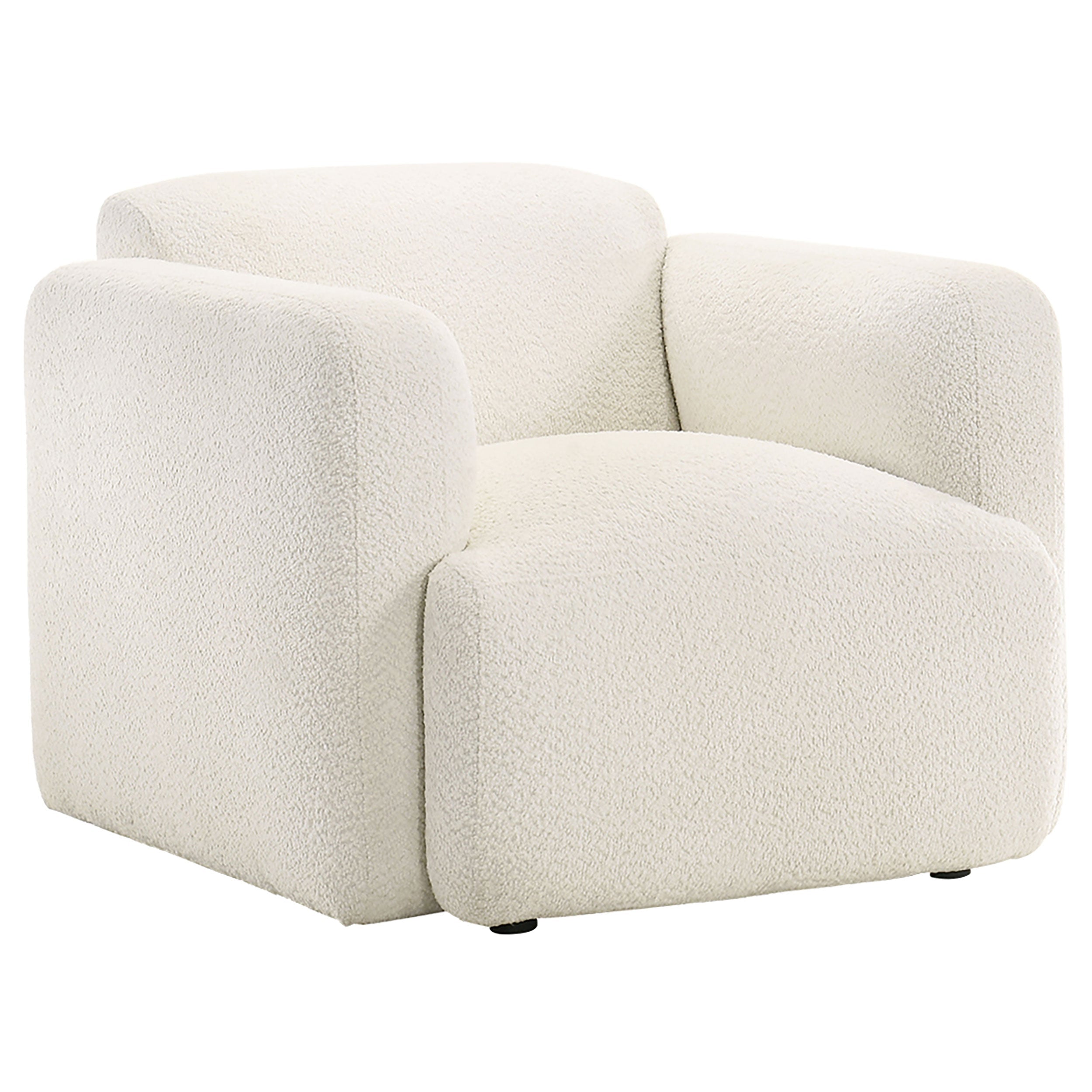 Dorset Fabric Upholstered Round Track Arm Accent Chair White-