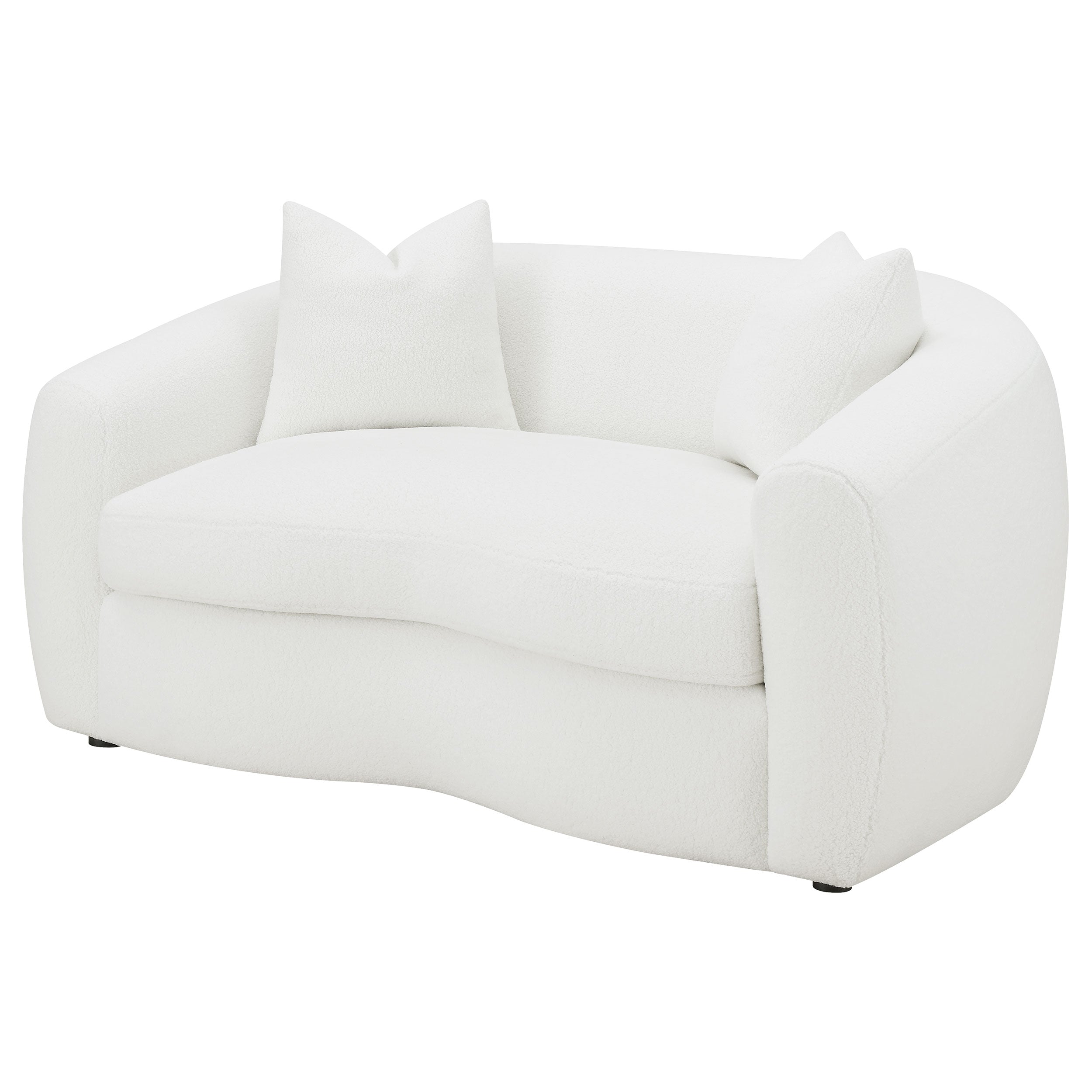 Isabella Faux Sheepskin Upholstered Loveseat Natural-CoasterElevations