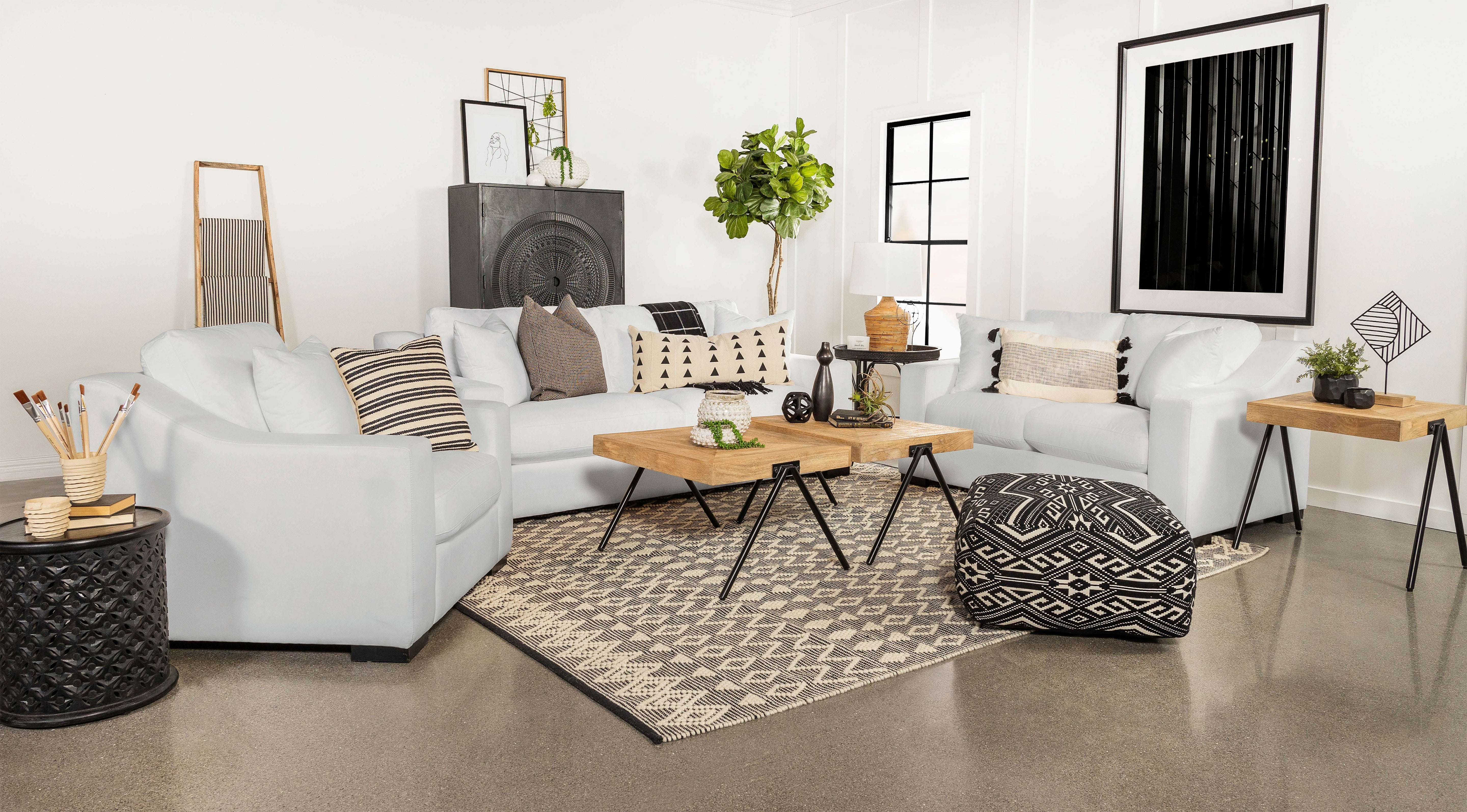 Ashlyn Upholstered Sloped Arm Loveseat White-CoasterElevations
