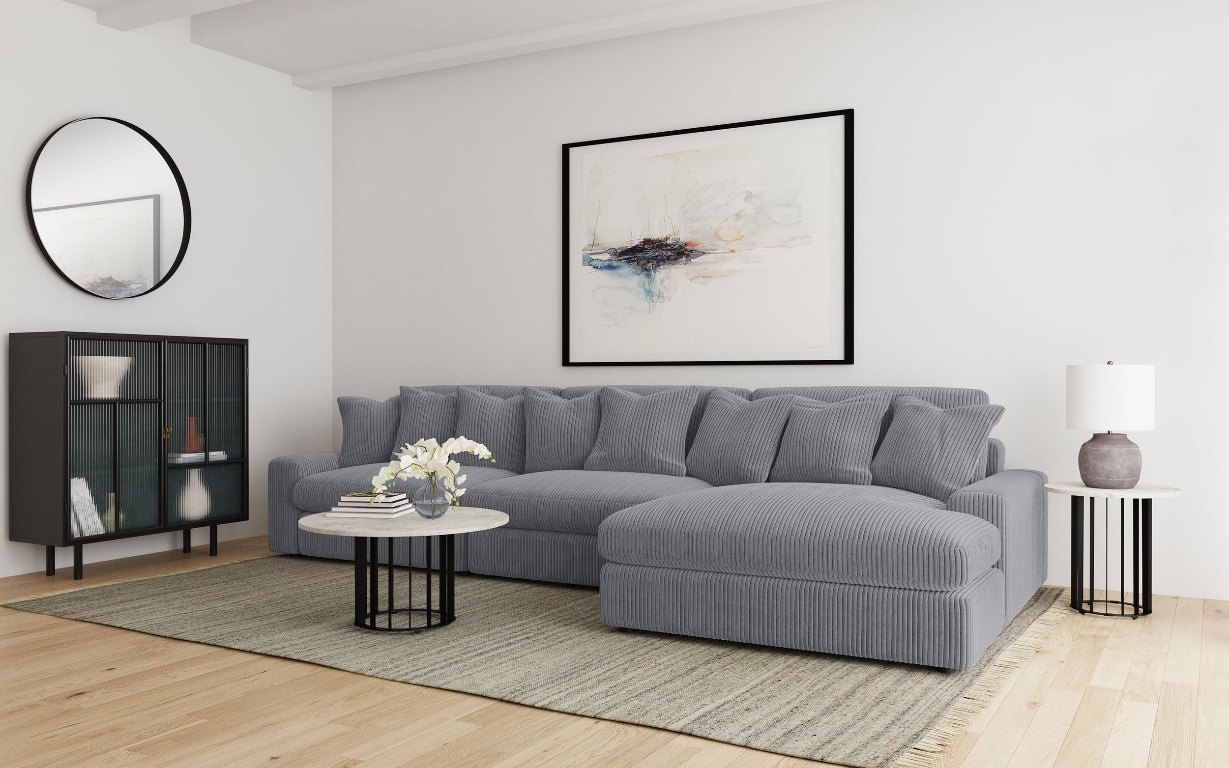 Blaine Upholstered Reversible Chaise Sectional Sofa Fog-