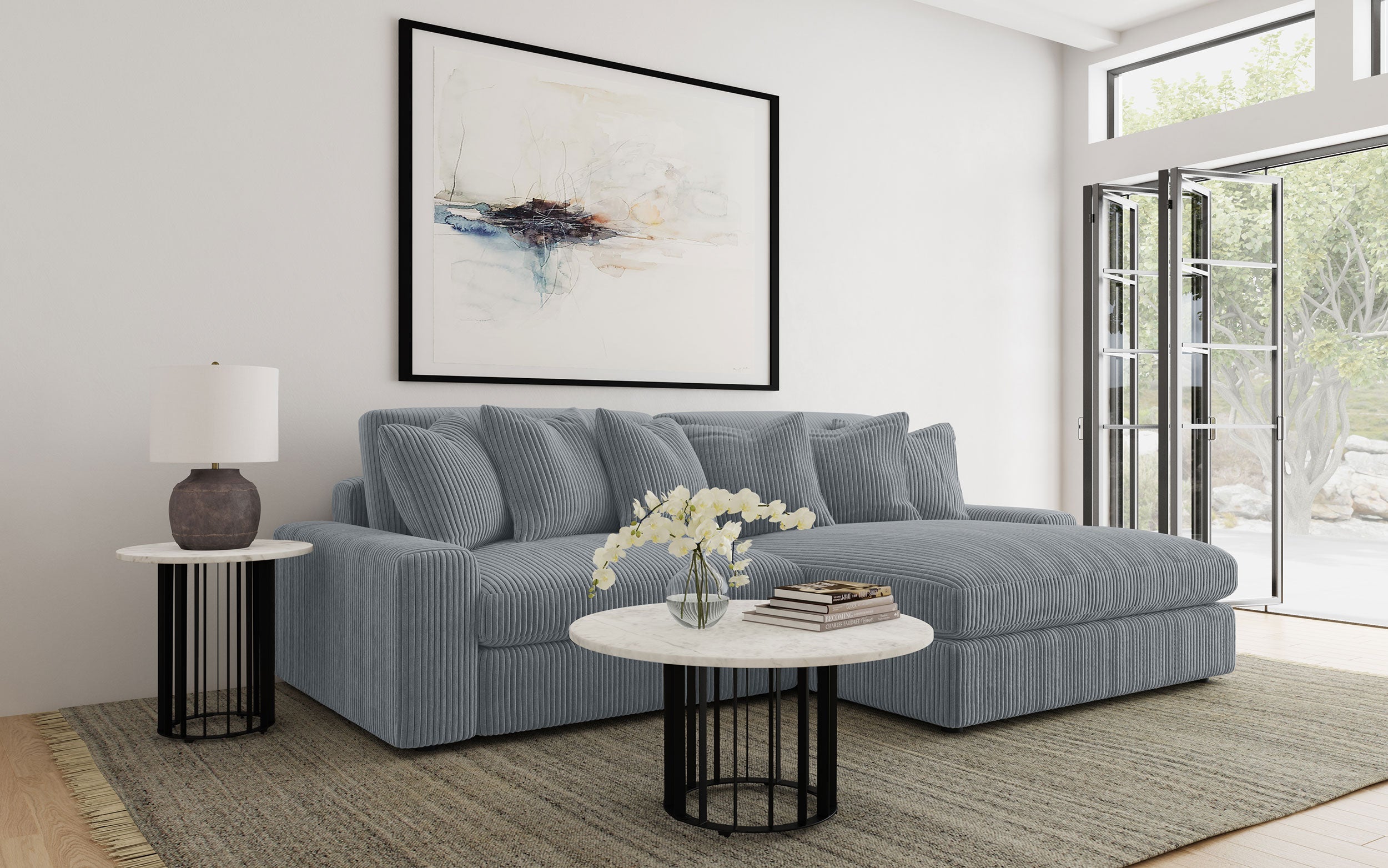 Blaine Upholstered Reversible Chaise Sectional Sofa Fog-CoasterElevations