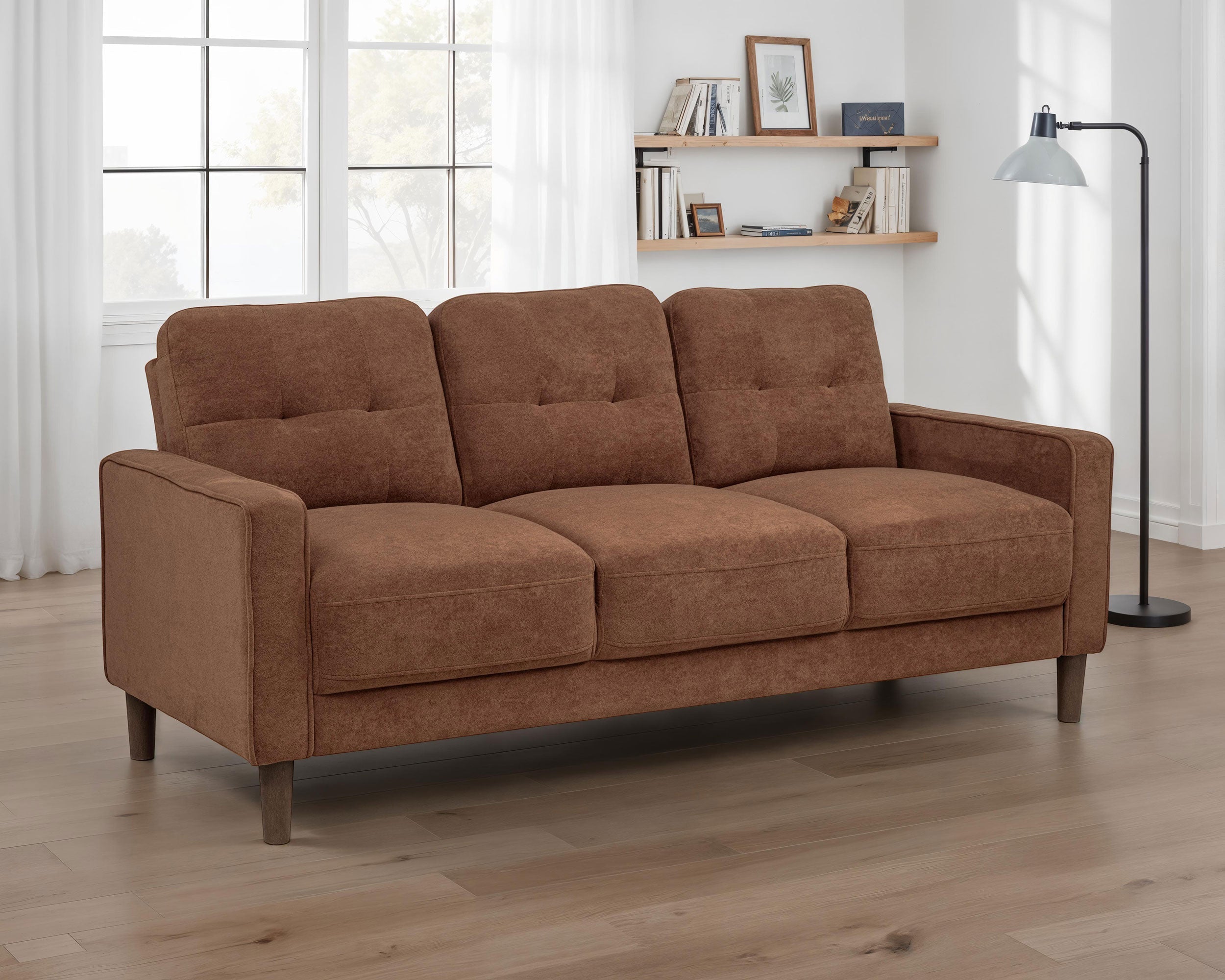 Bowen II Fabric Upholstered Track Arm Sofa Rust-