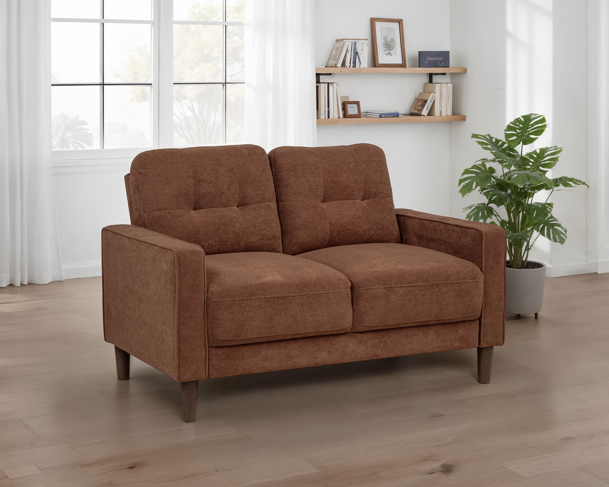 Bowen II Fabric Upholstered Track Arm Loveseat Rust-