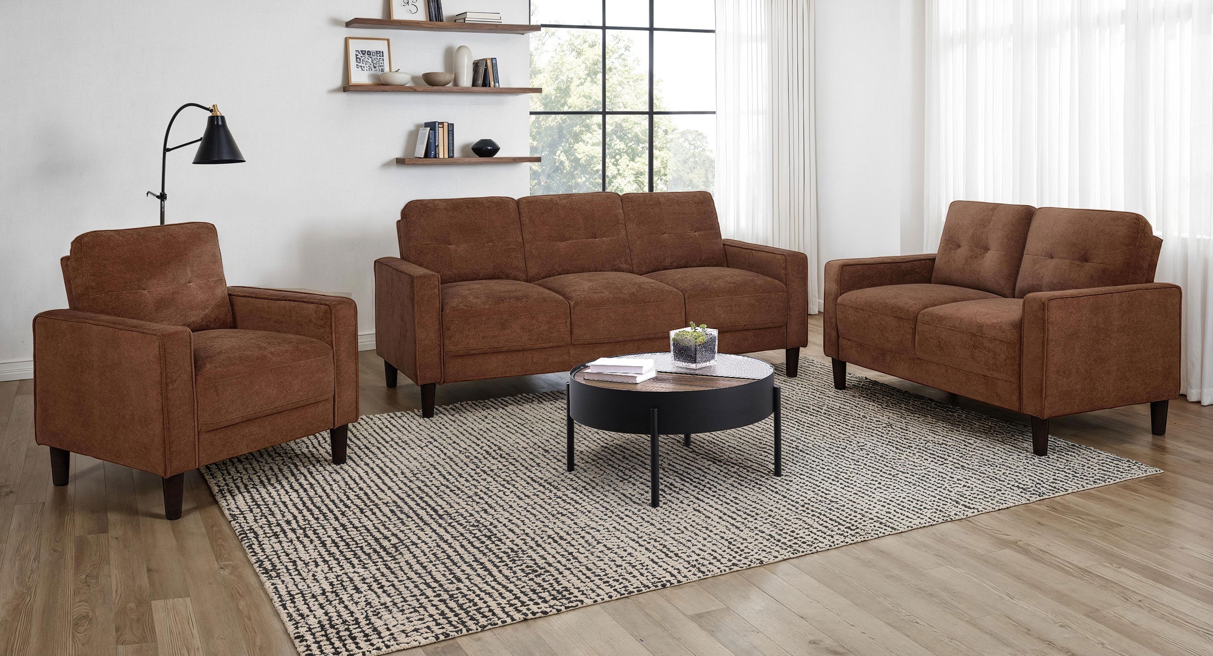 Bowen II Fabric Upholstered Track Arm Accent Chair Rust-