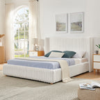 Queen Functional Vertical Striped Bed with Gas Lift Storage