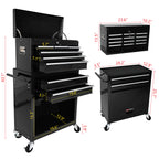 High Capacity Rolling Tool Chest with Wheels and Drawers, 8-Drawer Tool Storage Cabinet--BLACK