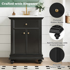 24" Modern Bathroom Vanity with Tip-Out Drawer & Soft-Close Hinges