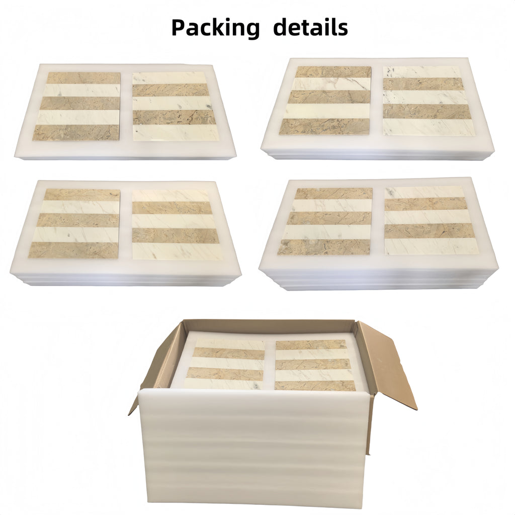 12x12 White Gold Waterjet Polished Marble Tiles Set
