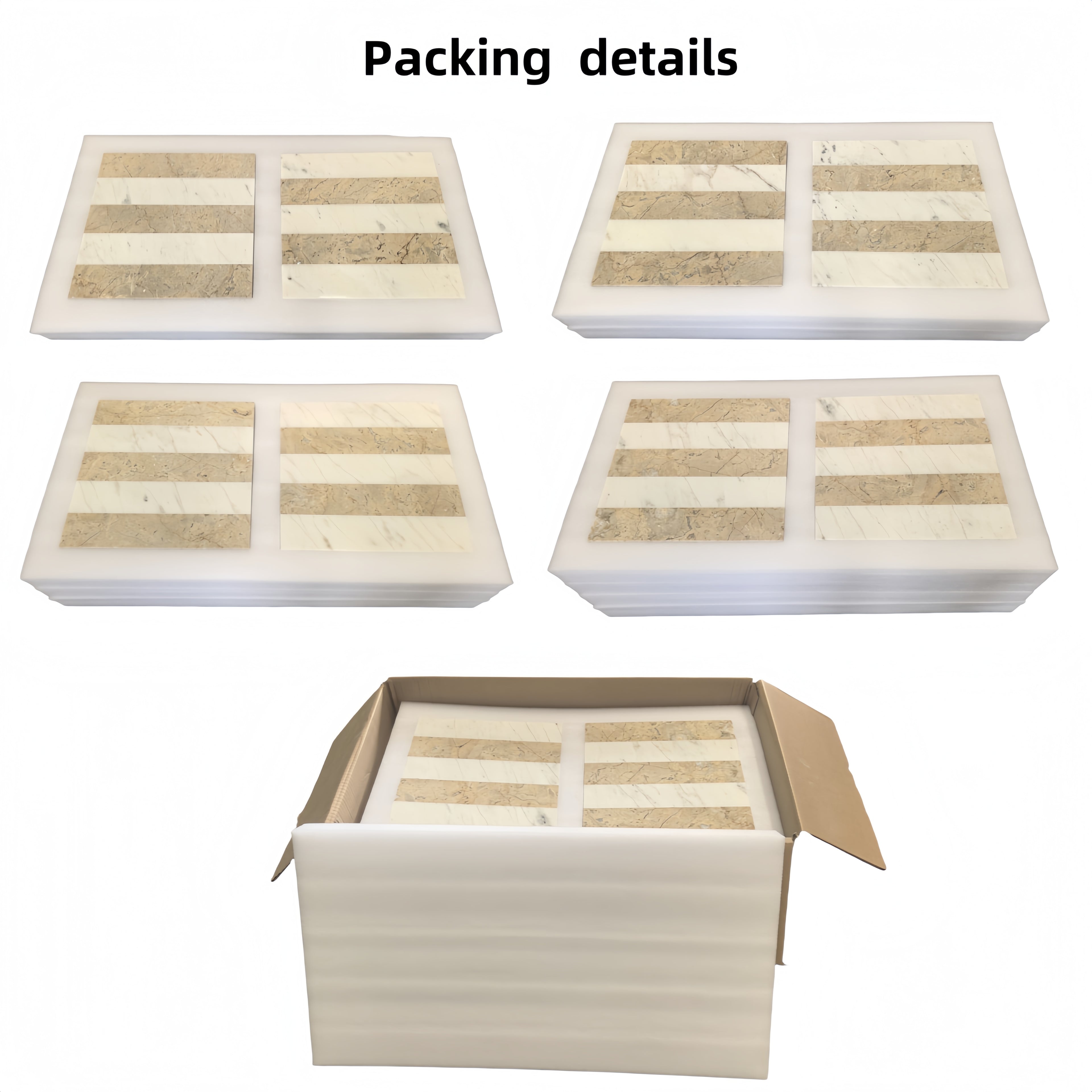 12x12 White Gold Waterjet Polished Marble Tiles Set