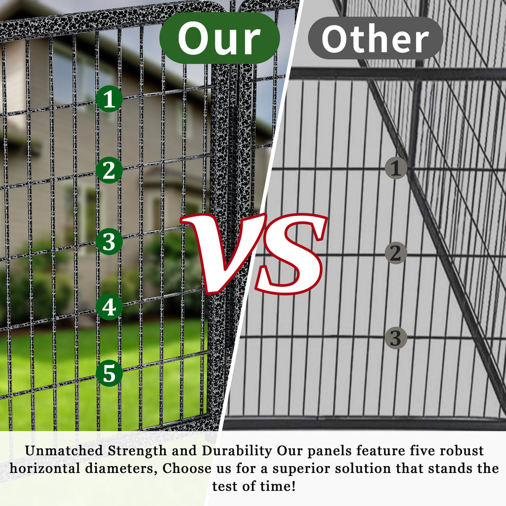 Dog Playpen Outdoor Extra Wide 16 Piece Panels Heavy Duty Dog Fence 40" Height Anti-Rust with Doors Portable for RV Camping Yard, Total 37FT, 111Sq.ft, Snowy