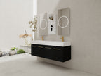 60 Inch Wall-Mounted Bathroom Vanity with Sink and Storage Rack
