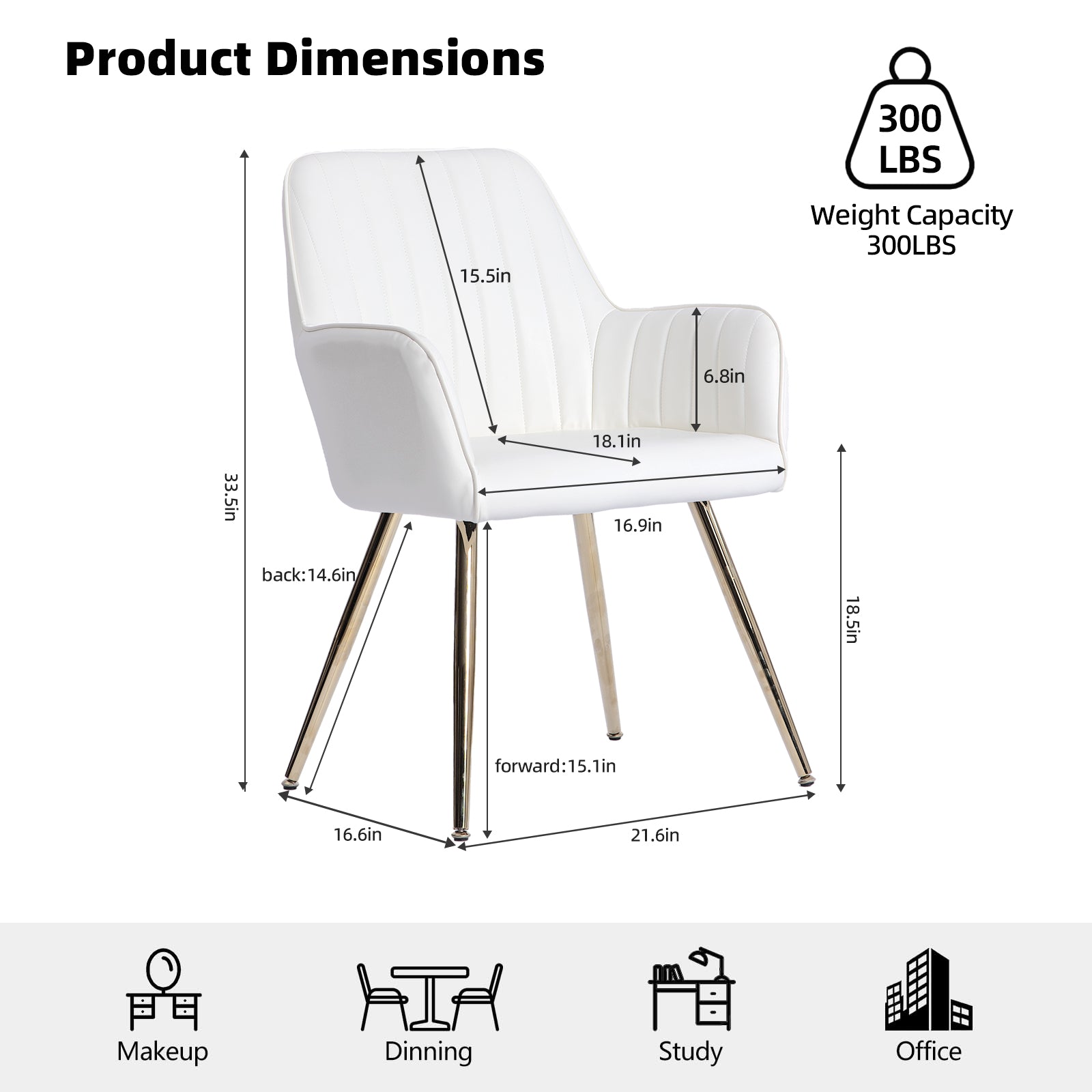 Faux Leather Dining Chair Set of 2 - Modern Mid-Back Accent Chairs