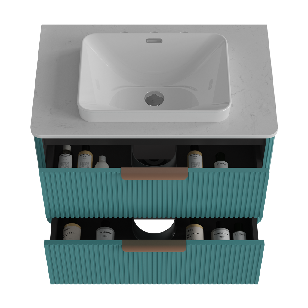 Elena Striped Aquamarine Bathroom Vanity Without Sink
