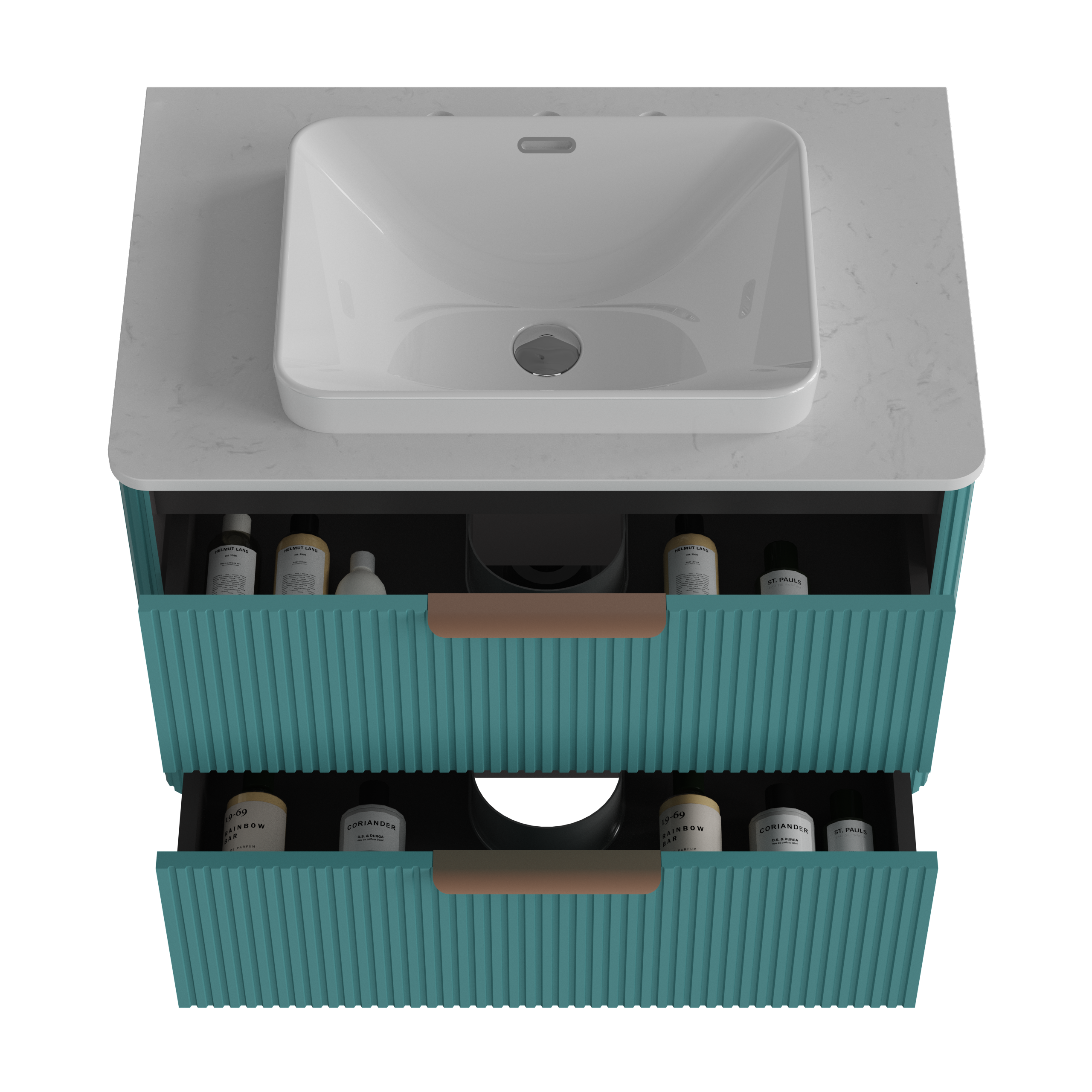 Elena Striped Aquamarine Bathroom Vanity Without Sink