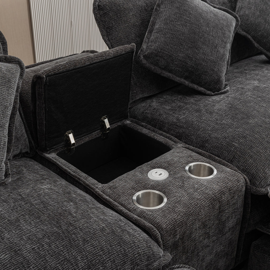 111" Sectional Sofa Chenille Upholstered Sofa