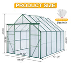 8x10FT Double Door Polycarbonate Greenhouse