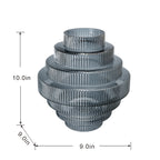 D9.1x9.8" Multi-Tiered Geometric Vase with Smoked Finish
