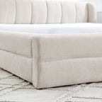 Queen Size Upholstered Bed Frame with Thick Fabric - Beige