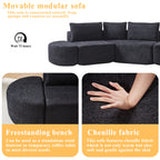 106.3-Inch V-Shaped Modular Sofa Set in Chenille Fabric