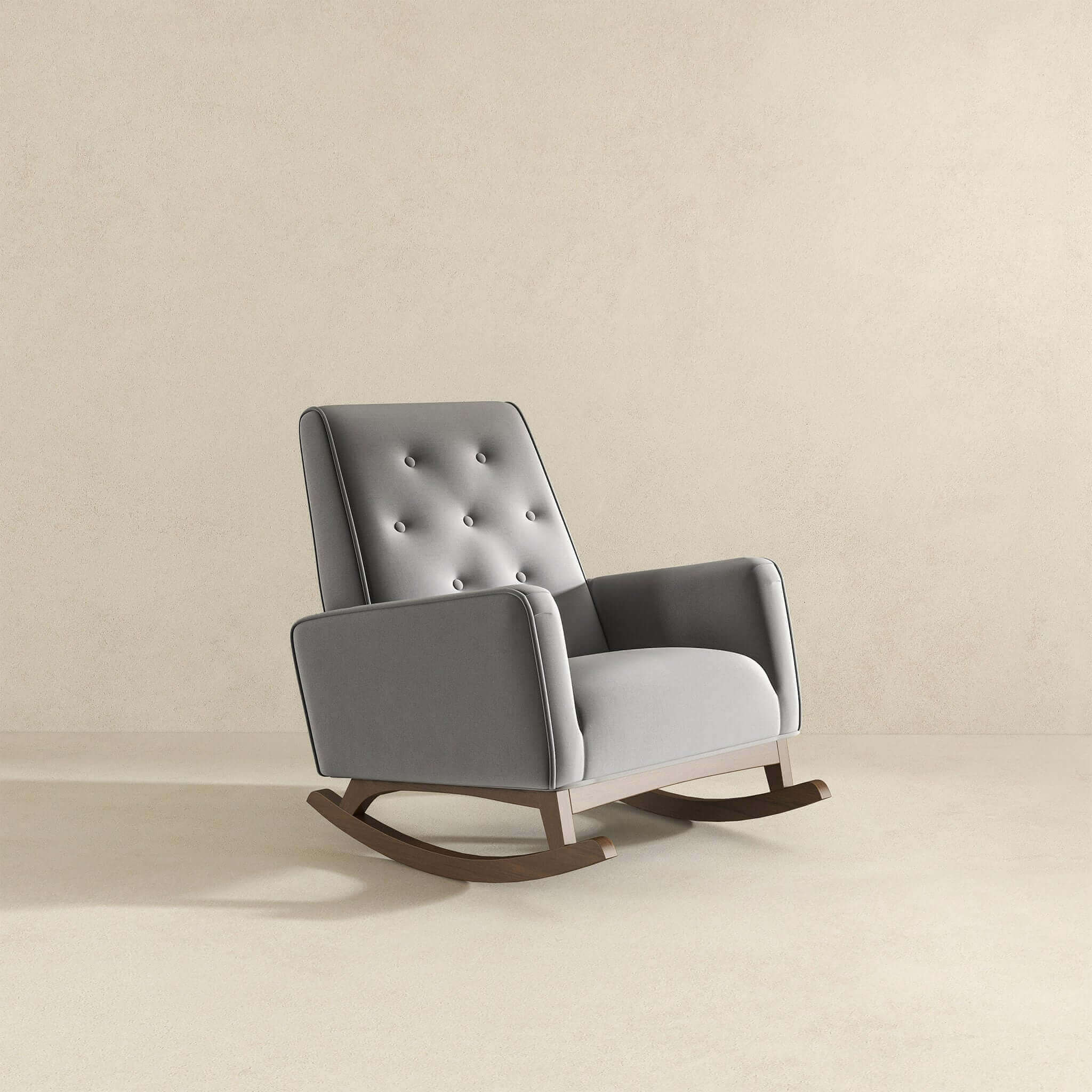 Premium Demetrius Light Grey Fabric Rocking Chair