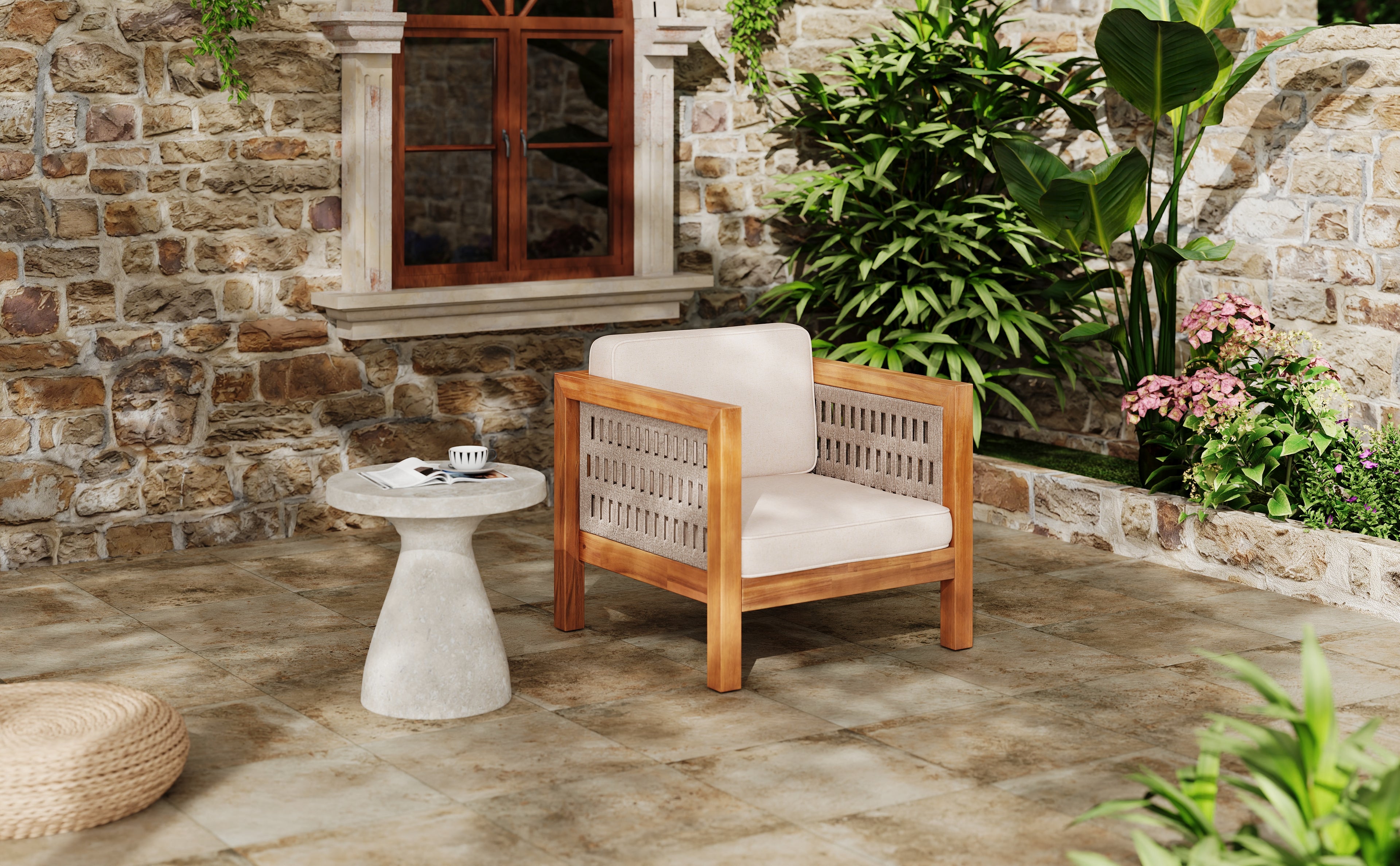 Acacia Wood Outdoor Club Chair