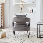 Modern Upholstered Velvet Open Back Accent Chair