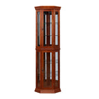 Corner Curio Cabinet with Adjustable Glass Shelves and Lights