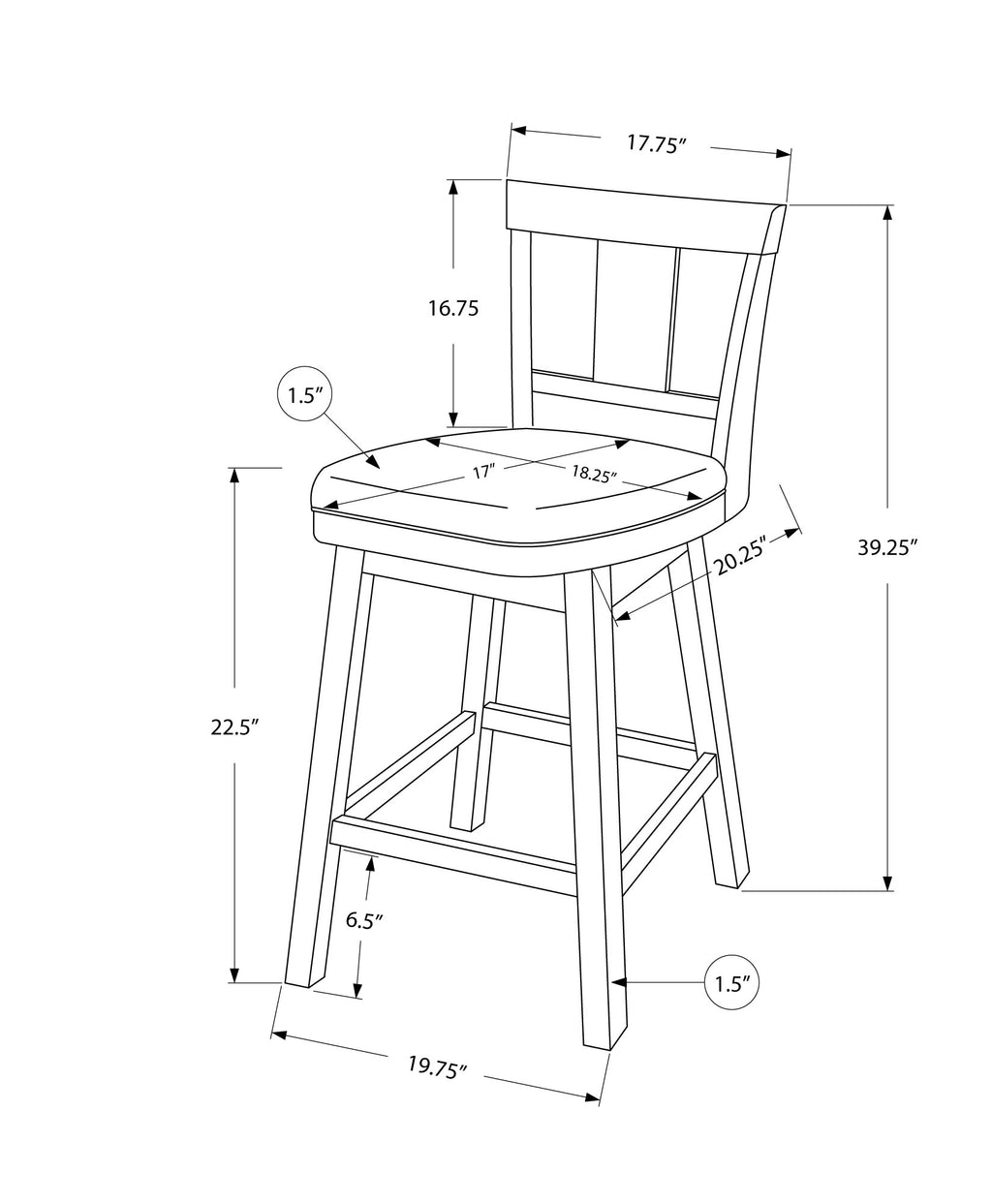 Bar Stool Set Of 2 Swivel Counter Height Kitchen