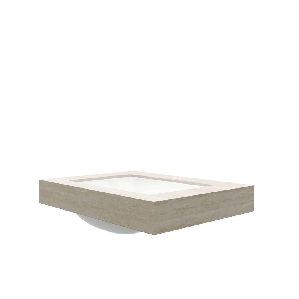 30" MURI Roma Travertine-Pattern Countertop and Undermount Ceramic Basin