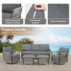 73.6" Outdoor Patio Sofa, 3-Seat Rattan Couch