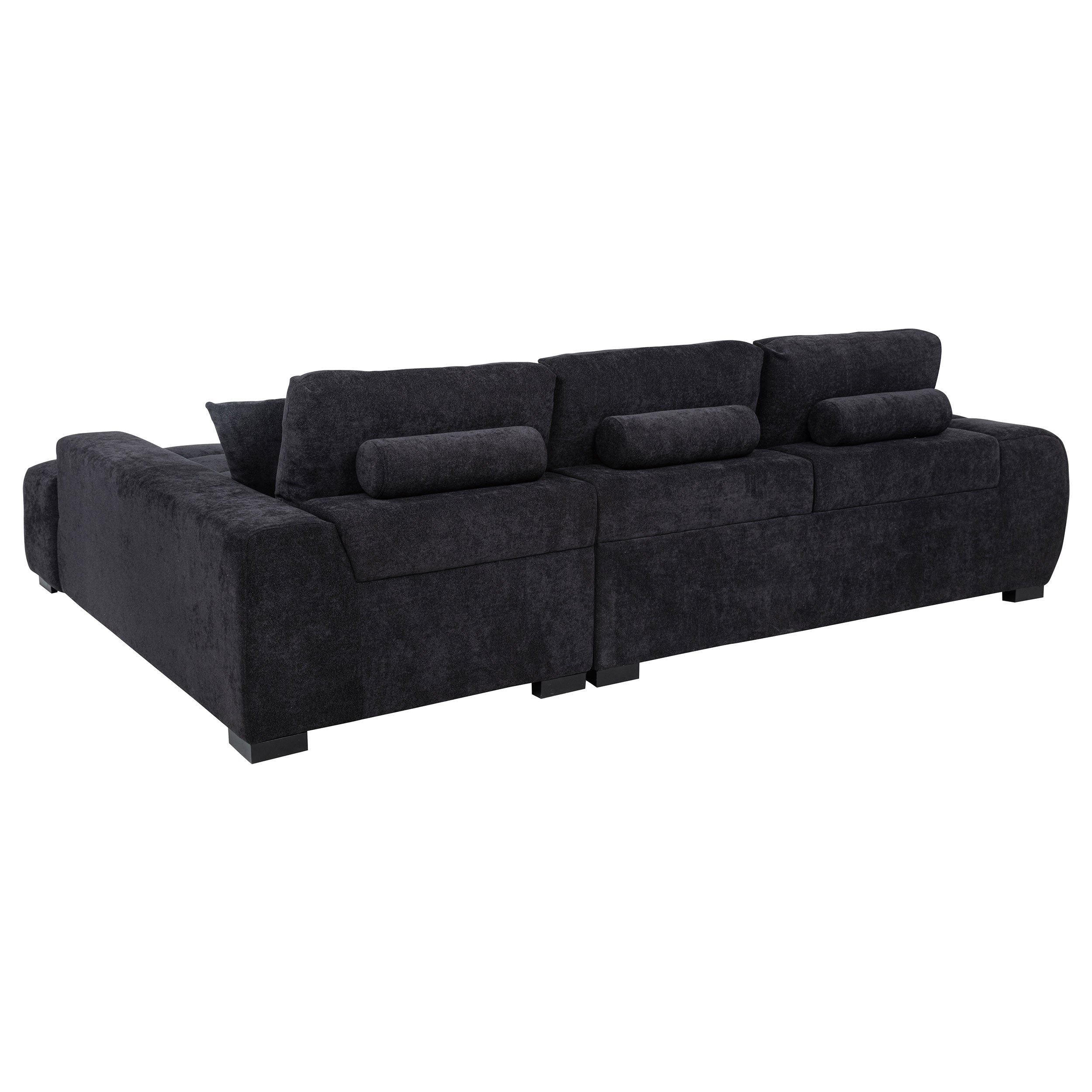 Octavia Upholstered Sectional Chaise Sofa Black-