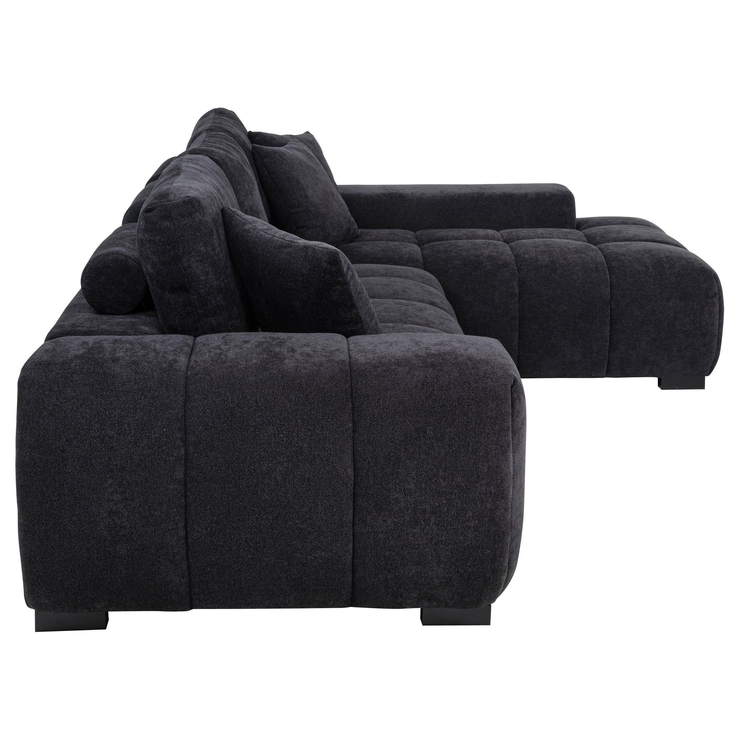 Octavia Upholstered Sectional Chaise Sofa Black-