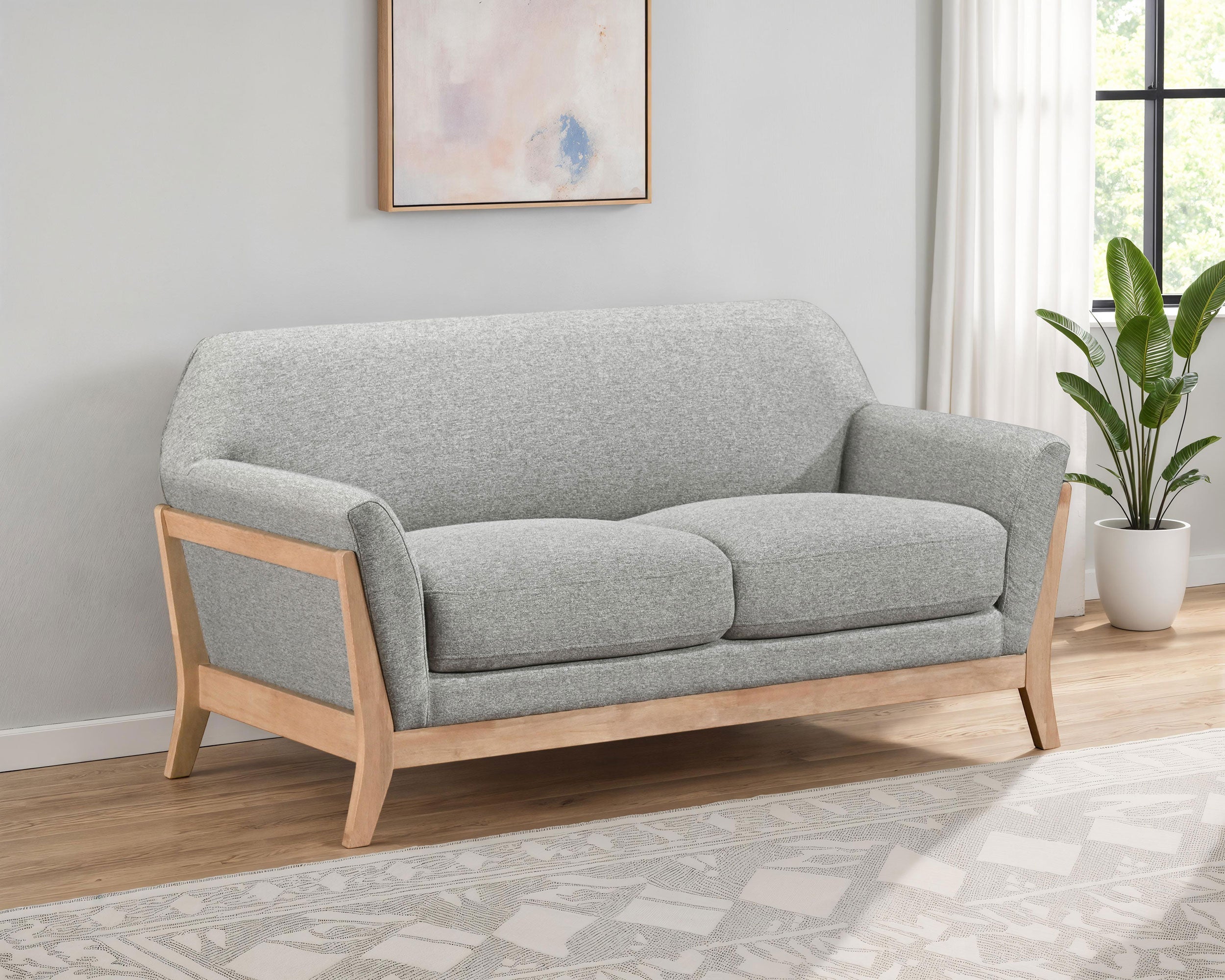 Vaughn Fabric Upholstered Flared Arm Loveseat Grey-