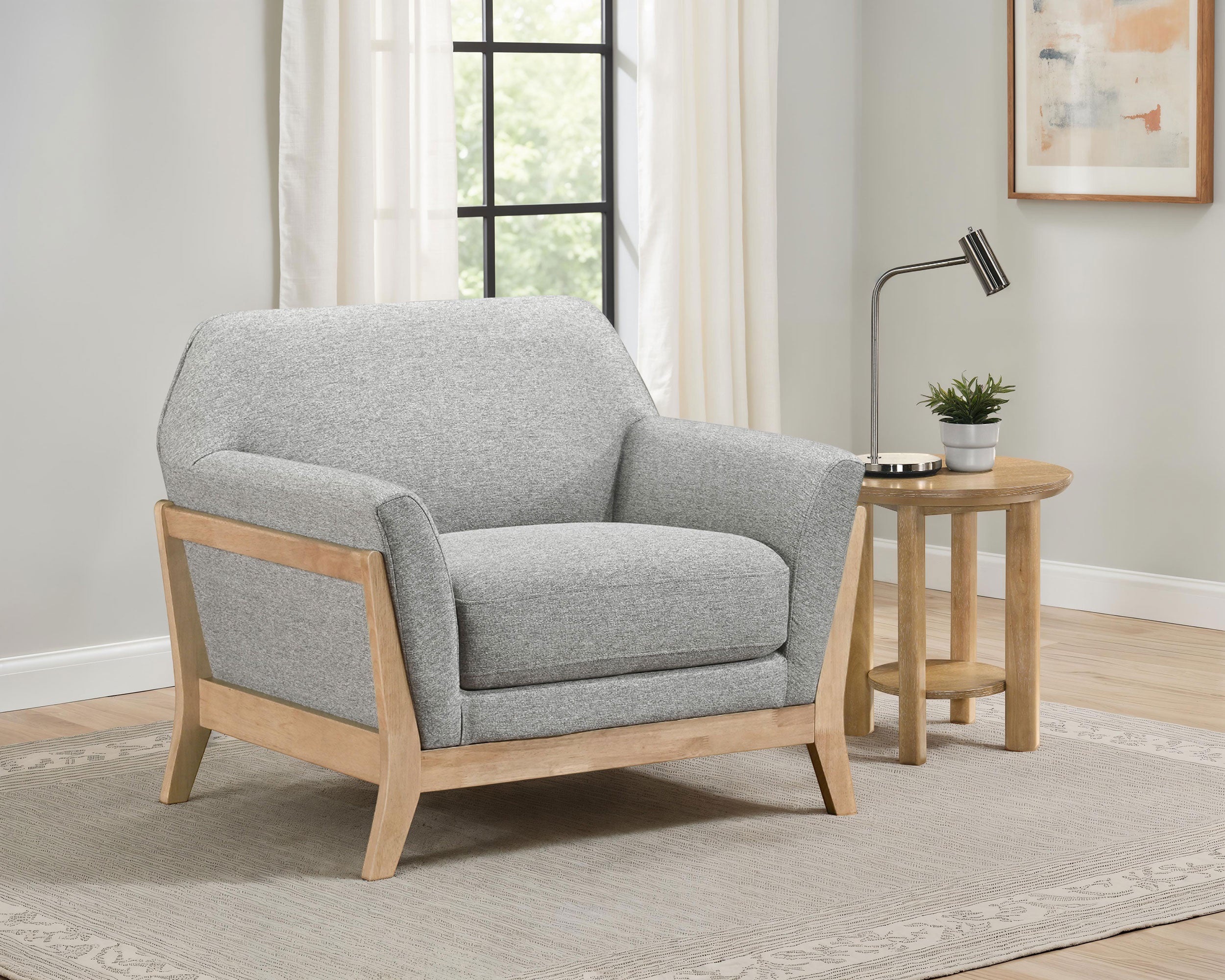 Vaughn Fabric Upholstered Flared Arm Accent Chair Grey-