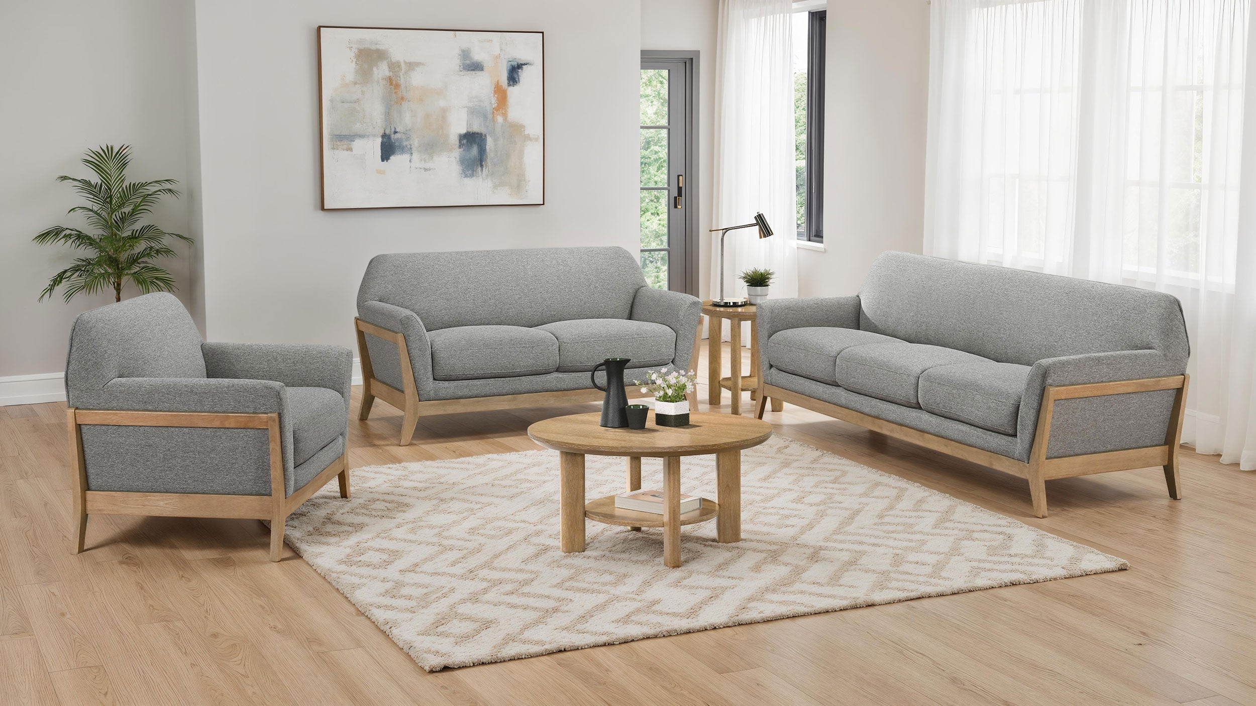 Vaughn Fabric Upholstered Flared Arm Accent Chair Grey-