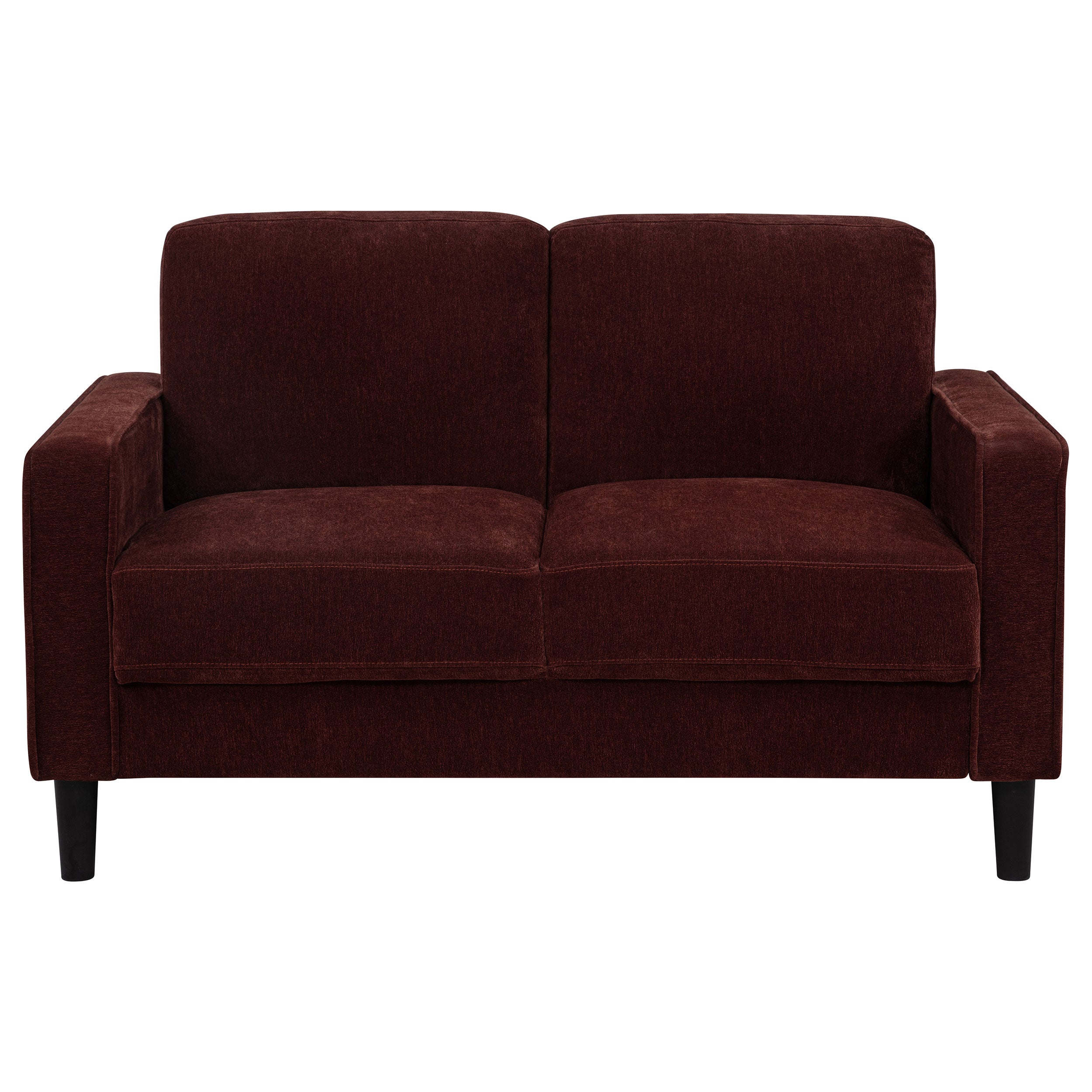 Ruth Fabric Upholstered Track Arm Loveseat Rust Red-