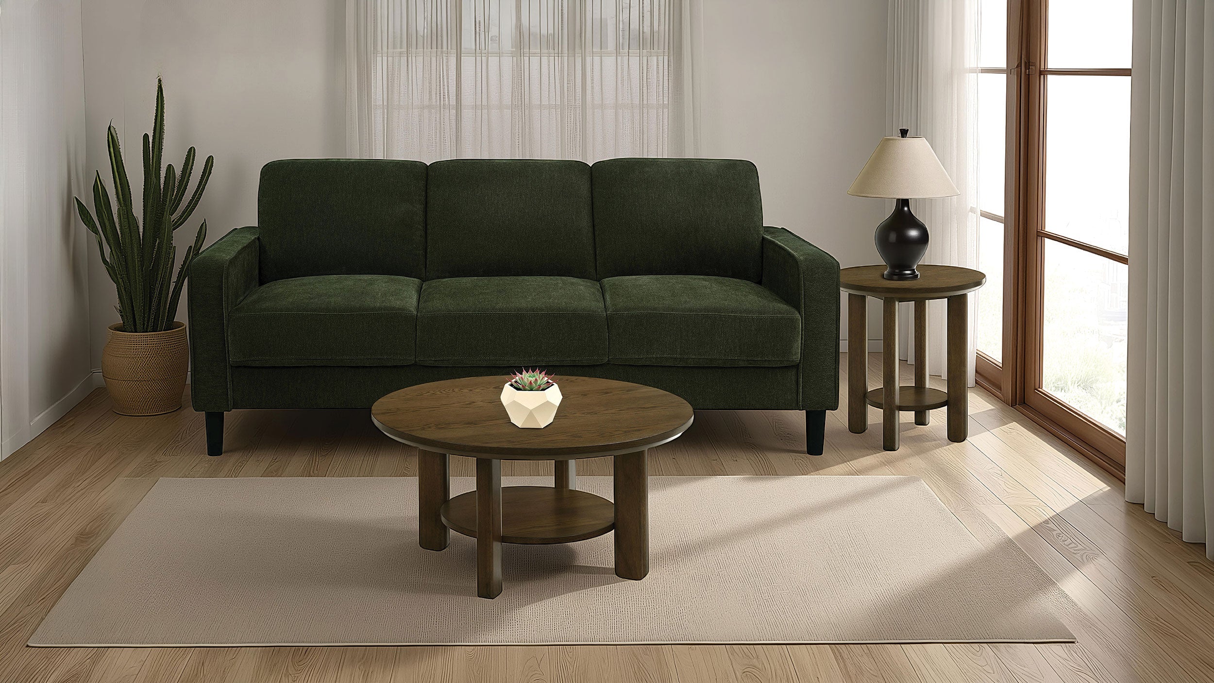 Ruth 77-inch Fabric Upholstered Track Arm Sofa Matcha Green-